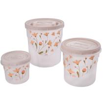 Conjunto porta mantimentos Decora rosca 3 peças marmorizado Plasutil ref.3713
