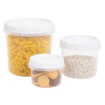 Conjunto Porta Mantimentos Kit 3 Potes Arrox Feijao Sal Graos Multiuso Tampa Veda Rosca Organizador Armario Cozinha