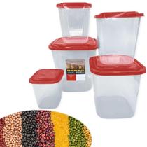 Conjunto Porta Mantimentos Potes Kit Com 5 Peças