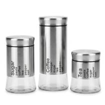 Conjunto Porta Mantimentos Will 3 Peças Em Aço Inox Dolce Home Conjunto Porta Mantimentos Will 3 Peças Em Aço Inox Dolce Home