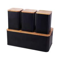 Conjunto Porta Pão Bambu Black C/3 Potes BH23352