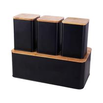 Conjunto Porta Pão Bambu Black C/3 Potes Bh23352