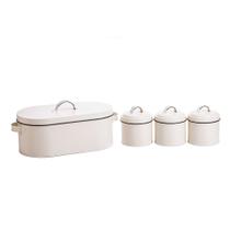 Conjunto Porta Pão Farmhouse 3 Potes Off White - Mimo Style