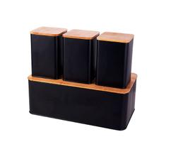 Conjunto Porta Pão Mimo BH23352 Metal Preto Conjunto Porta Pão Mimo BH23352 Metal Preto