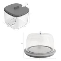 Conjunto Porta Queijo E Açucareiro 450Ml F6195 - Chumbo