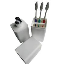 Conjunto Porta Sabonete Líquido e Creme Dental Stolf Smile Branco Conjunto Porta Sabonete Líquido e Creme Dental Stolf Smile Branco