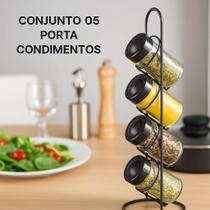 Conjunto Porta Suporte Tempero Guarda Armazena Recipiente Vasilha Pote Condimento Conserva Alimento