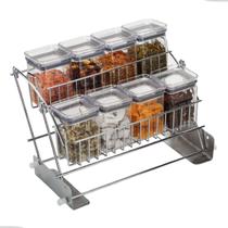 Conjunto Porta Tempero Condimento Hermetico 186ml Com 8 Pote Bancada Cozinha Articulado Arthi