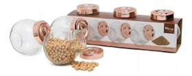 Conjunto Porta Temperos 3 Potes De Vidro Condimentos Cozinha