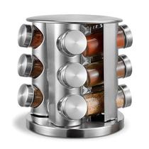 Conjunto Porta Temperos Com Suporte Inox E 12 Potes De Vidro Conjunto Porta Temperos Com Suporte Inox E 12 Potes De Vidro