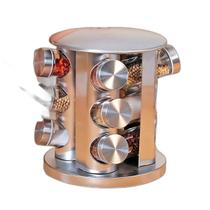 Conjunto Porta Temperos Giratório Vidro Tampa Inox Ideal