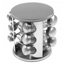 Conjunto Porta Temperos Vidro Giratório Com Tampa Inox Organizador Completo Conjunto Porta Temperos Vidro Giratório Com Tampa Inox Organizador Completo
