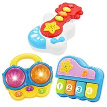 Conjunto portátil de 3 brinquedos educativos para aprendizagem musical 6M-4Y