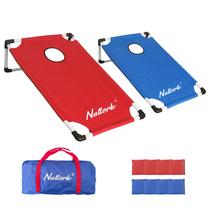 Conjunto portátil de cornhole BASYNOL 91x61 cm 8 pufes com estojo
