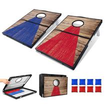 Conjunto portátil de tábuas Cornhole FIVE MEN, dobrável de 91 x 61 cm com 8 bolsas