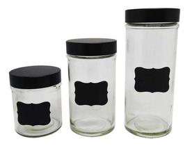 Conjunto Pote De Vidro Com Adesivo Lousa 3pcs Wincy Conjunto Pote De Vidro Com Adesivo Lousa 3pcs Wincy