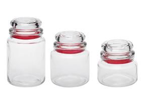 Conjunto Pote de Vidro Redondo 3 Peças com Tampa - Euro Home VDR1129-VM