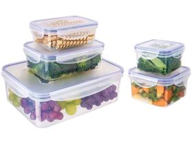 Conjunto pote hermético 5 Peças Plastico PP azul Euro Home