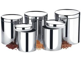 Conjunto Pote Mantimentos Grãos Com Tampa Aço Inox Brinox