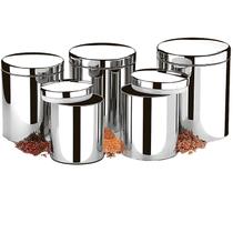 Conjunto Pote Mantimentos Grãos Com Tampa Aço Inox Brinox