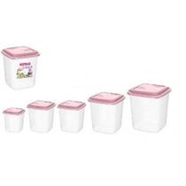 Conjunto Pote Para Mantimento C/5 Peças Vermelho Conjunto Pote Para Mantimento C/5 Peças Vermelho