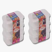 Conjunto Pote Plástico Com Tampa Retangular 6 Peças 500ml