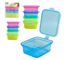 Conjunto pote plastico retangular color 8 pecas 85ml Conjunto pote plastico retangular color 8 pecas 85ml