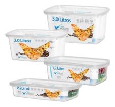 Conjunto Potes 4 Peças Multiuso S/bpa Geladeira Micro-ondas