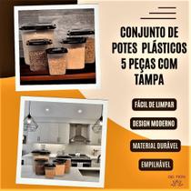 Conjunto Potes 5 Peças C/ Tampa Resistente Cozinha Livre BPA