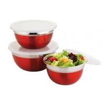Conjunto Potes C Bowls Colors Inox Vermelho 3 Peças - Yangzi