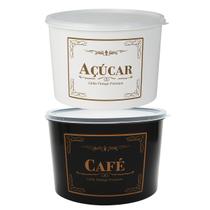 Conjunto potes cafe açucar porta mantimento multiuso 2l 2pç organização vintage Conjunto potes cafe açucar porta mantimento multiuso 2l 2pç organização vintage