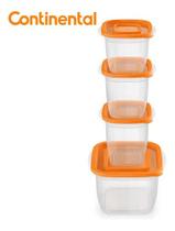 Conjunto Potes Continental Plastico Laranja 6un A23123301