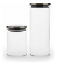 Conjunto Potes Hermeticos Tampa Inox Multiuso Condimento 800ml/900ml Conjunto Potes Hermeticos Tampa Inox Multiuso Condimento 800ml/900ml