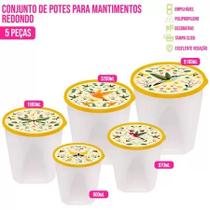 Conjunto Potes Mantimentos Redondo 5 Peças Jaguar decorado
