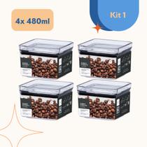 Conjunto Potes Organizadores Herméticos Empilháveis Acrílico Armazenamento Conservação de Alimentos Conjunto Potes Organizadores Herméticos Empilháveis Acrílico Armazenamento Conservação de Alimentos