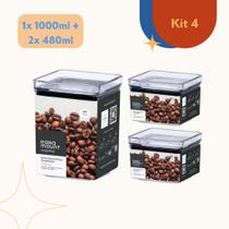 Conjunto Potes Organizadores Herméticos Empilháveis Acrílico Armazenamento Conservação de Alimentos Conjunto Potes Organizadores Herméticos Empilháveis Acrílico Armazenamento Conservação de Alimentos