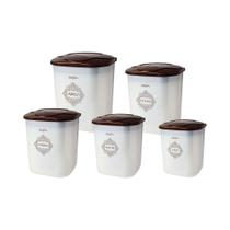Conjunto Potes Para Mantimentos 5 Peças Decorado - Jaguar Conjunto Potes Para Mantimentos 5 Peças Decorado - Jaguar