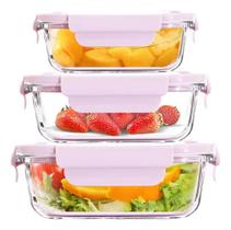 Conjunto Potes Refratários De Vidro Herméticos 03 Peças - Bela Flor Conjunto Potes Refratários De Vidro Herméticos 03 Peças - Bela Flor