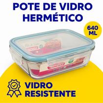 Conjunto Potes Retangular Hermético 640ml Microondas Vidro Resistente A Variações De Temperatura Marmita Pote Freezer Conjunto Potes Retangular Hermético 640ml Microondas Vidro Resistente A Variações De Temperatura Marmita Pote Freezer