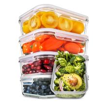 Conjunto Potes Retangular Hermético 640ml Microondas Vidro Resistente A Variações De Temperatura Marmita Pote Freezer