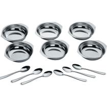 Conjunto Potes Sobremesa Inox 12 Peças Pote Colher Cozinha - Nacional Conjunto Potes Sobremesa Inox 12 Peças Pote Colher Cozinha - Nacional
