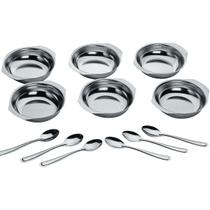 Conjunto Potes Sobremesa Inox 12 Peças Pote Colher Cozinha