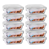 Conjunto Potes Vidro Tampa Hermetico 1040ml Marmitas Fitness 10 UN Conjunto Potes Vidro Tampa Hermetico 1040ml Marmitas Fitness 10 UN