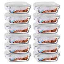 Conjunto Potes Vidro Tampa Hermetico 1040ml Marmitas Fitness 12 UN
