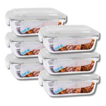 Conjunto Potes Vidro Tampa Hermetico 1040ml Marmitas Fitness 6 UN