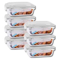 Conjunto Potes Vidro Tampa Hermetico 1040ml Marmitas Fitness 7 UN Conjunto Potes Vidro Tampa Hermetico 1040ml Marmitas Fitness 7 UN