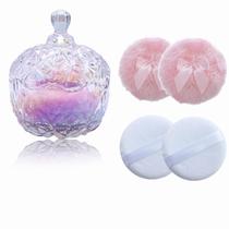Conjunto Powder Puff Qopoto, 5 peças com estojo de cristal Conjunto Powder Puff Qopoto, 5 peças com estojo de cristal