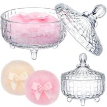 Conjunto Powder Puff Tioncy, 3 peças com recipiente Crystal Clear