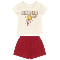 Conjunto ppa summer vibes off white 2 com decote careca, manga curta E esampa localizada