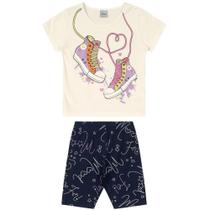 Conjunto ppa tenis off white 10 manga curta, com decote careca E estampa localizada